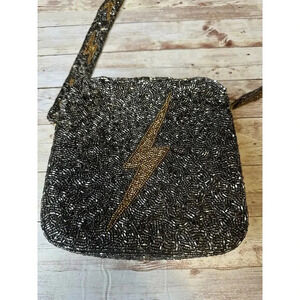 Moyna Beaded Crossbody Purse Bag Lightning Silver Gold Weekend Evening